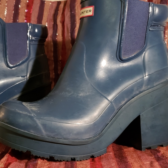 *Hunter* Blue High Heel Rain Boots - Picture 6 of 6